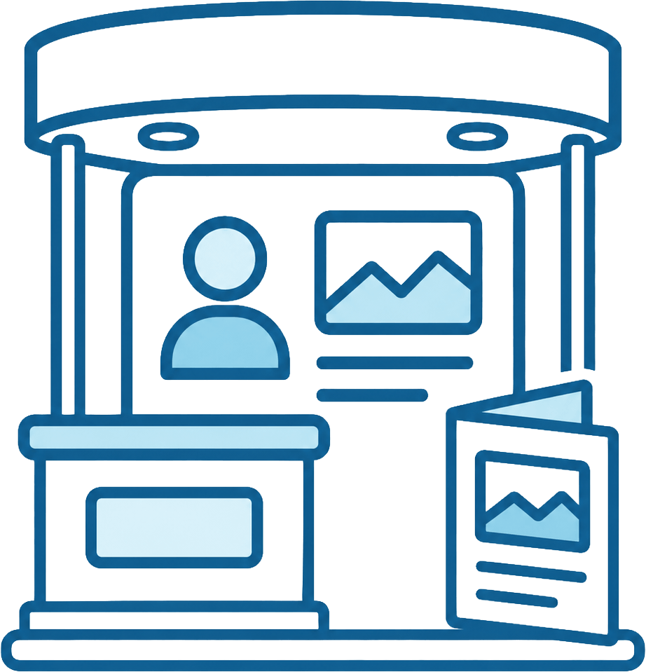 展示会ブースと営業用カタログ