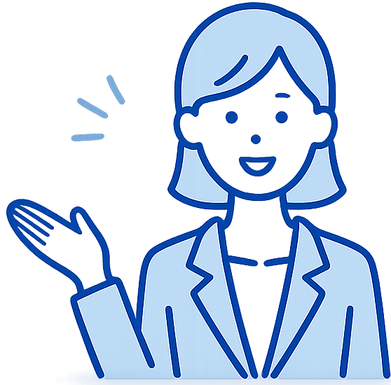 手を差し出して案内する女性スタッフのイラスト