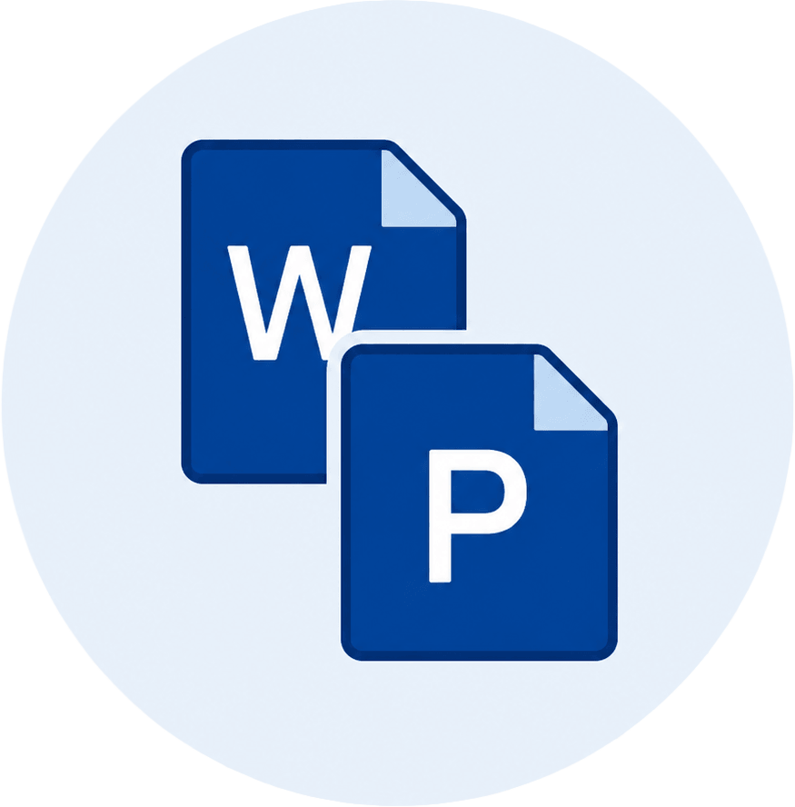 WordとPowerPointの原稿データを表すアイコン