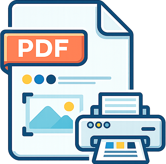 印刷用PDFと印刷会社への入稿データ作成を表すアイコン