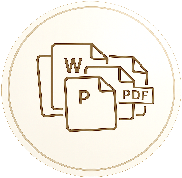 Word、PowerPoint、Excel、PDFへの対応を表したアイコン