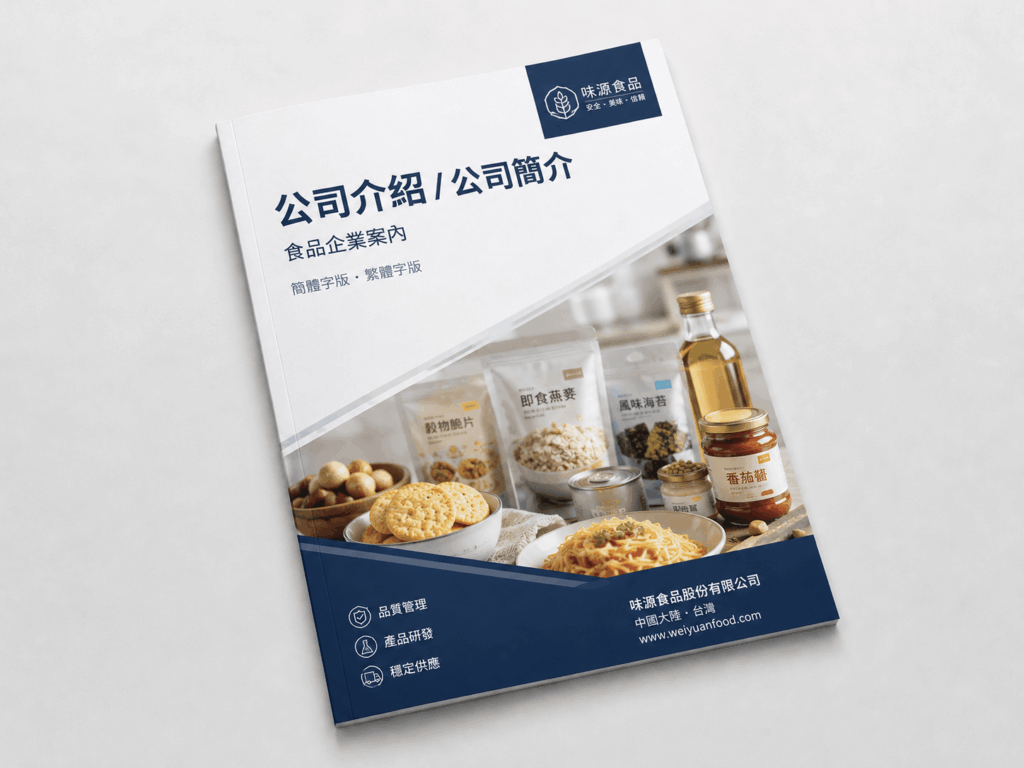 食品メーカーの簡体字・繁体字中国語版会社案内パンフレット
