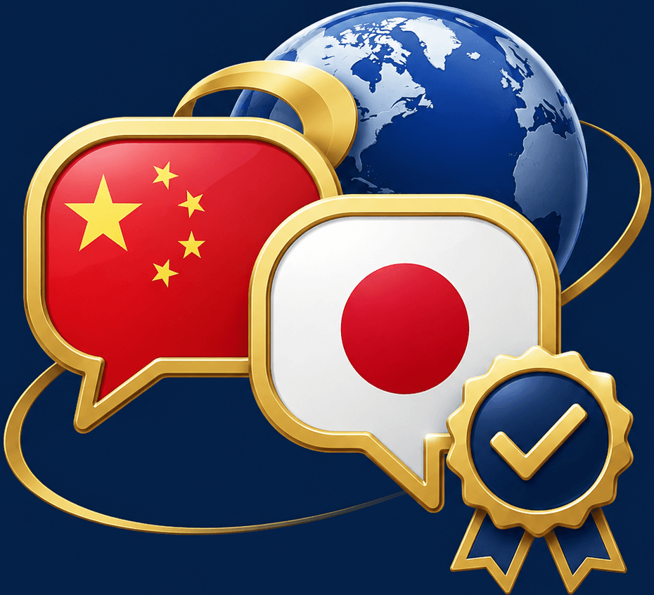 中国語翻訳とネイティブチェック対応を表すアイコン
