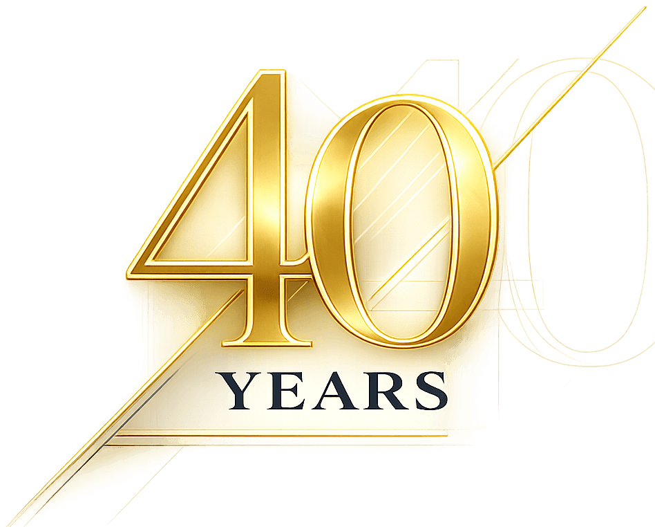 創業40年を表す「40 YEARS」の記念デザイン