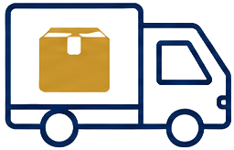 荷物を運ぶ配送車で納品を表すアイコン
