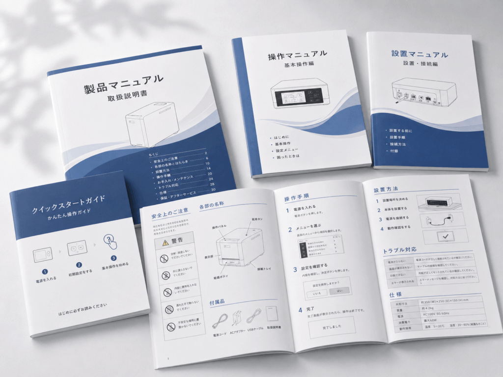 取扱説明書や操作マニュアルの制作イメージ