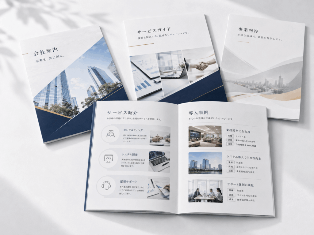 会社案内やサービス紹介パンフレットの制作イメージ