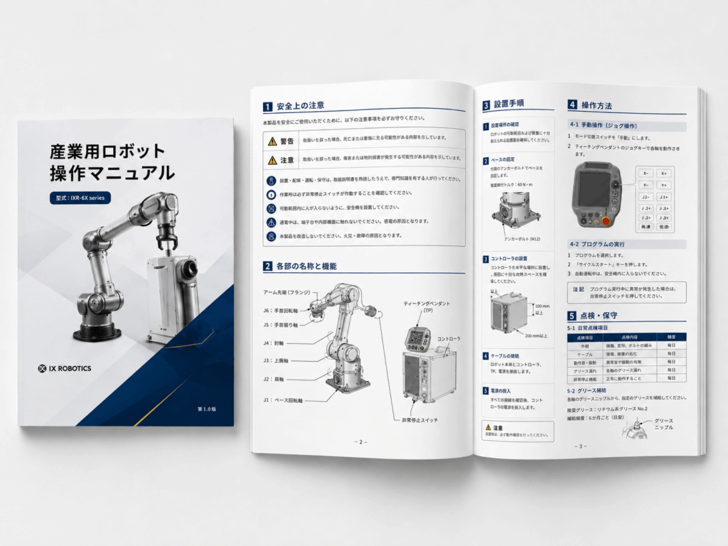 産業用ロボットの操作マニュアルDTP制作例