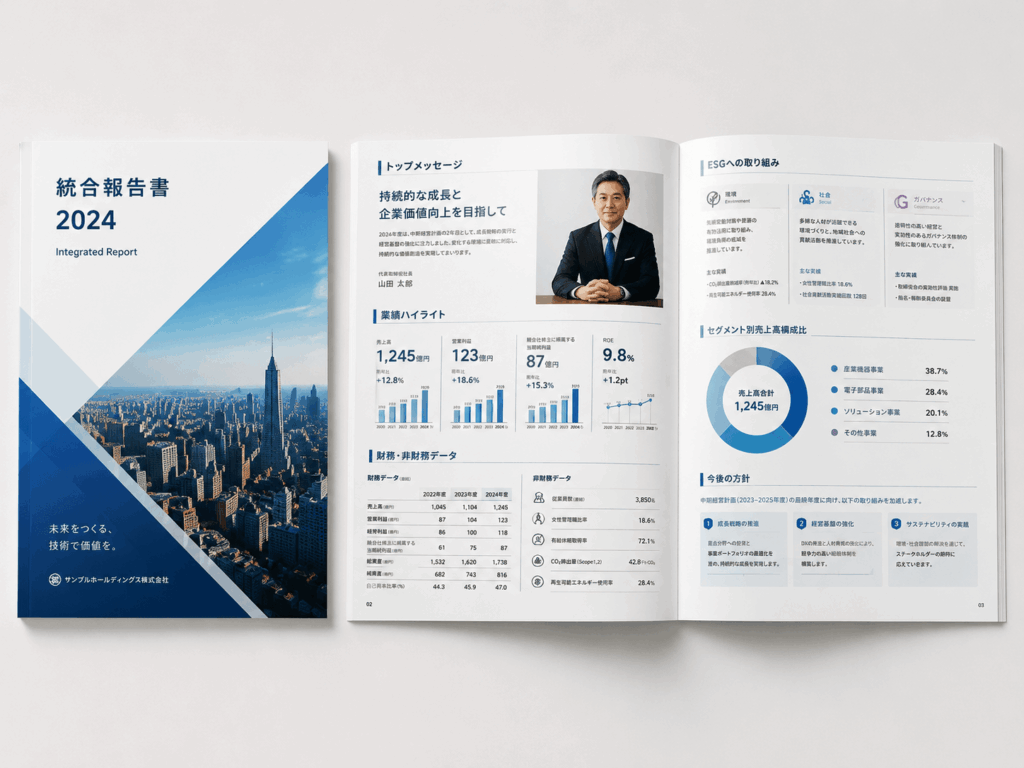 企業の事業報告書・統合報告書DTP制作例