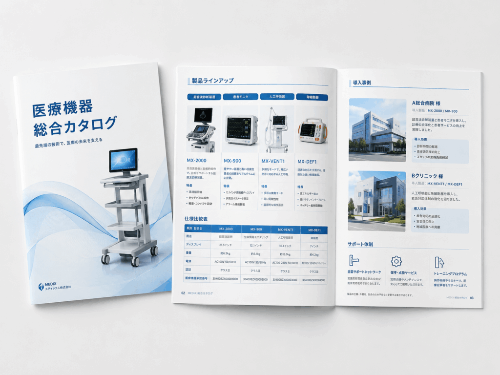 医療機器の総合製品カタログDTP制作例