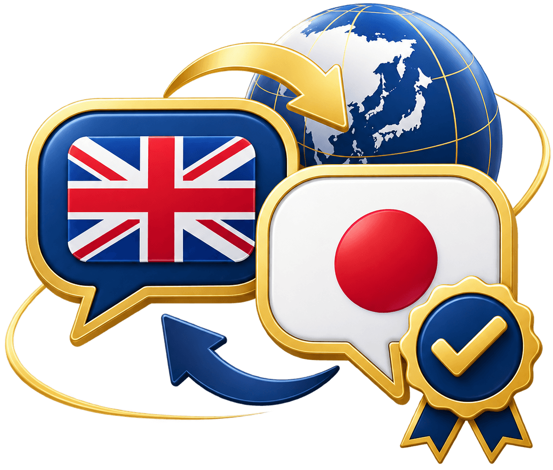 英語翻訳とネイティブチェック対応を表すアイコン