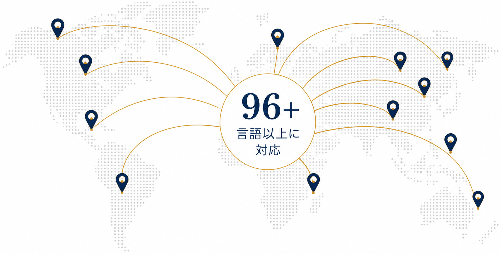 世界96言語以上への対応を示す多言語DTPの世界地図