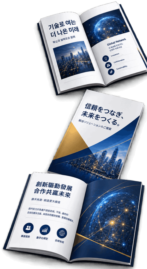 日本語・韓国語・中国語などの多言語冊子の制作イメージ