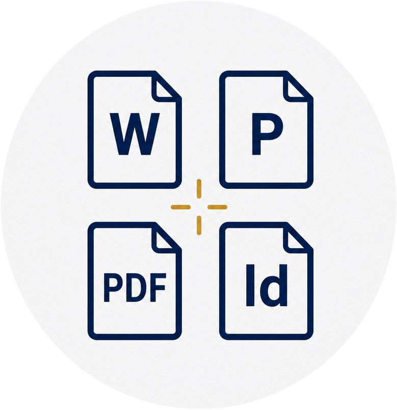 Word・PowerPoint・PDF・InDesignデータを表すアイコン