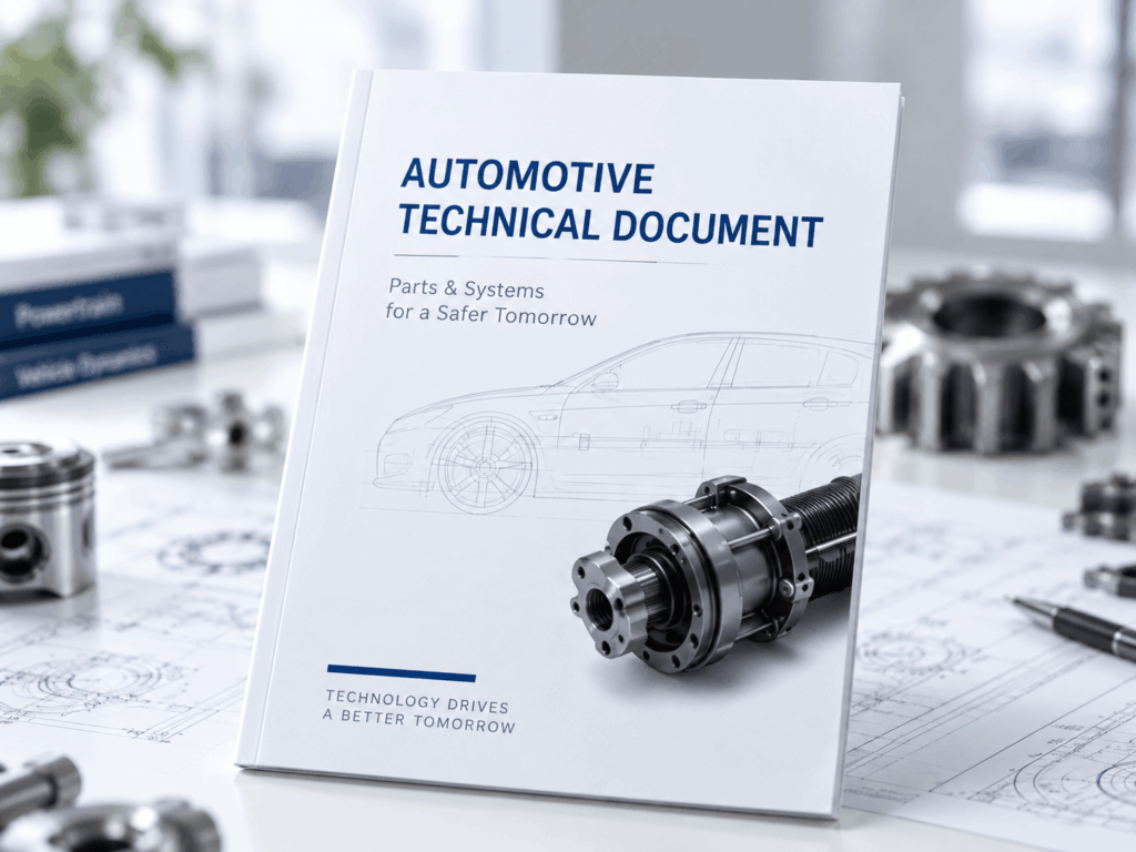自動車部品メーカーの技術資料・仕様書をイメージした英語版ドキュメント